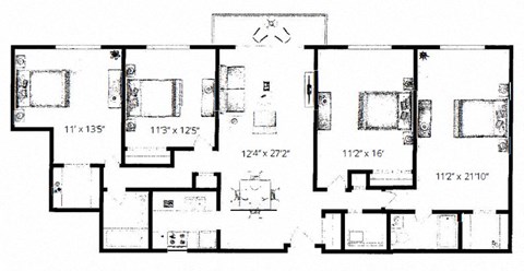 4 bedroom 2 bathroom floor plan. at Waterford Place, Massachusetts